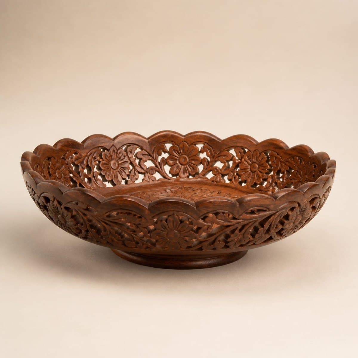 Carved Floral Centrepiece Bowl